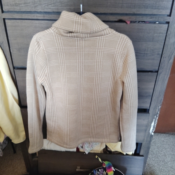 J.CREW Tan Plaid Long Sleeve Funnel neck Pullover - Medium - Picture 7 of 10